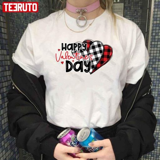 Happy Valentines Day Heart Buffalo Pattern Unisex Hoodie