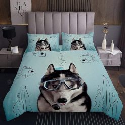 Husky Dog Diving Bedding Set