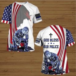 Jesus Bible American Flag 4th Of July Independence Day God Bless Our Police 3d T Shirt