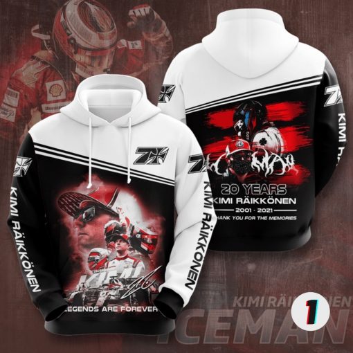 Kimi Räikkönen 20 Years Formula 1 Thank You For The Memories 3D Hoodie