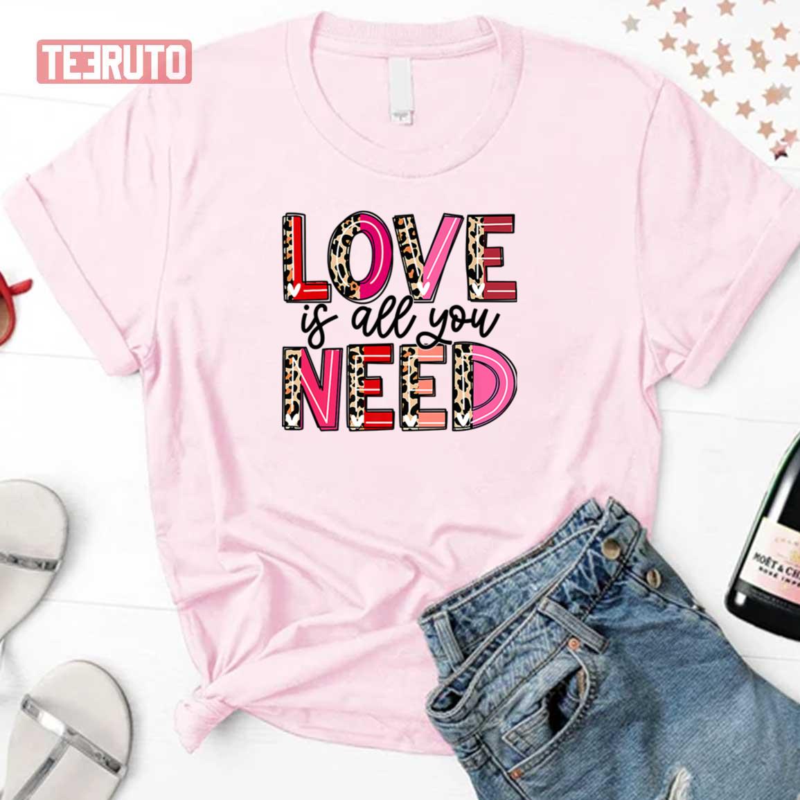 Love Is All You Need Leopard Happy Valentine's Day Unisex Sweatshirt