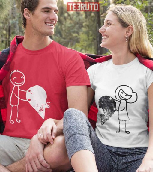 Matching Couple Valentine Hearts T-Shirt