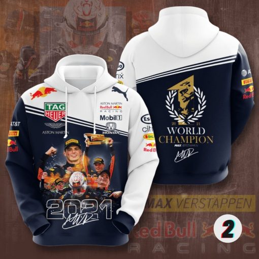 Max Verstappen 2021 Formula 1 World Champion Signature Hoodie All Over Print 3D