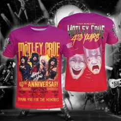 Motlfy Crue 40th Anniversary Thank You For The Memories 3d T Shirt