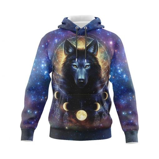 Night Moon Wolf Hoodie 3D