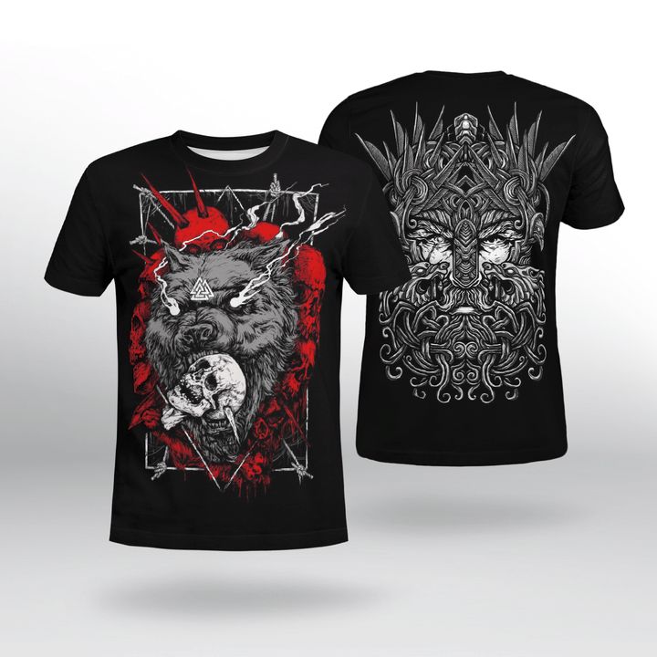 Odin Fenrir Wolf Viking 3d T Shirt - Teeruto