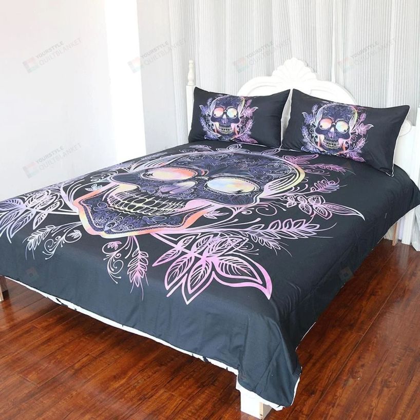 Paisley Leaves Gothic Skull Bedding Set Teeruto