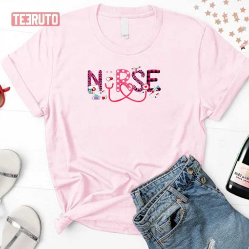 Pink Love Stethoscope Nurse Life Valentine’s Day Unisex Sweatshirt