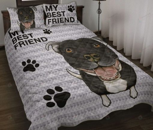 Pitbull Knitting Best Friend Quilt Bedding Set