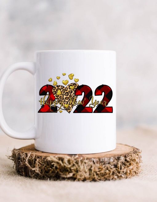 Plaid Heart 2022 Happy New Year Holiday Mug