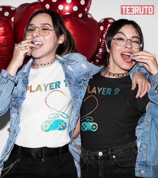 Player 1 And 2 Gamer Consules PS5 Valentine Couple Matching T-Shirt