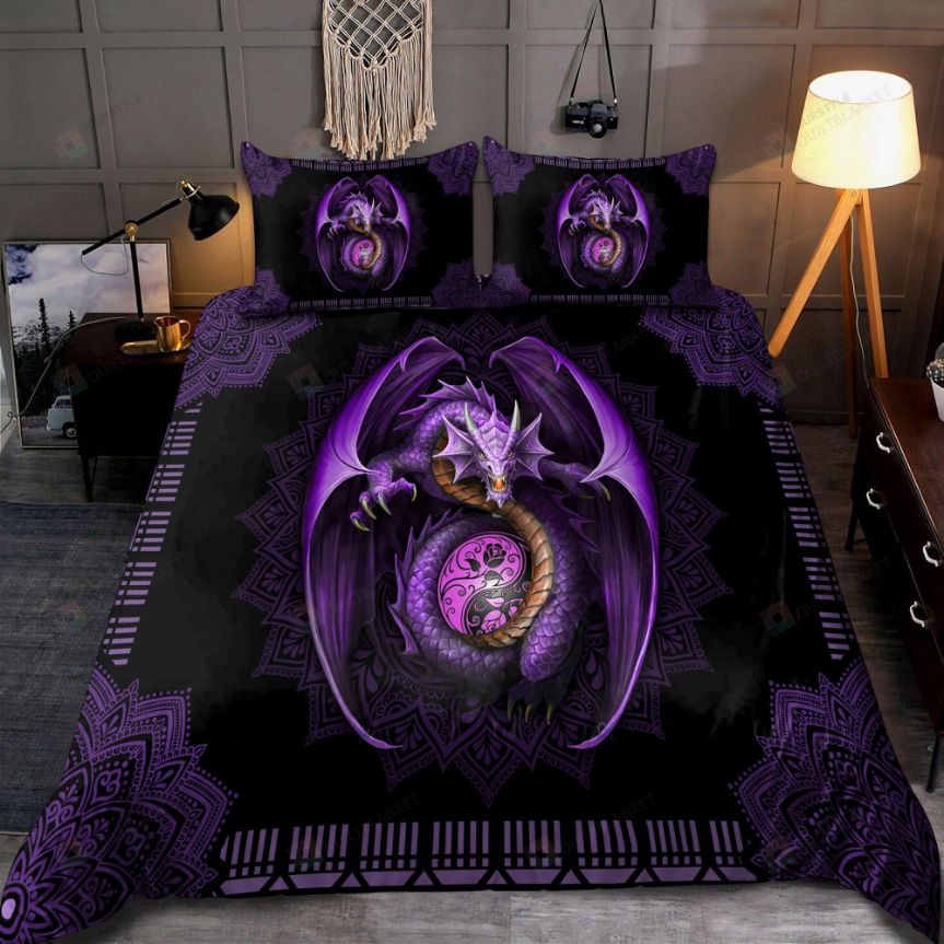 Purple Dragon Mandala Spread Bedding Set
