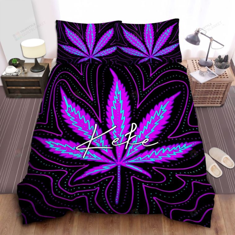 Purple Light Weed Personalized Custom, King Size Weed Bed Set