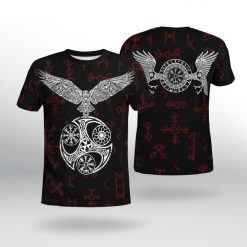 Raven With Vegvisir Viking 3d T Shirt