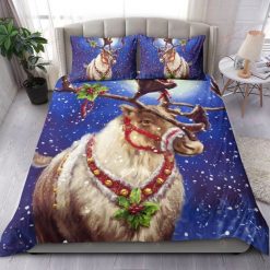 Reindeer At Christmas Night Bedding Set