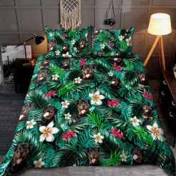 Rottweiler Dog And Hawaiian Pattern Bedding Set