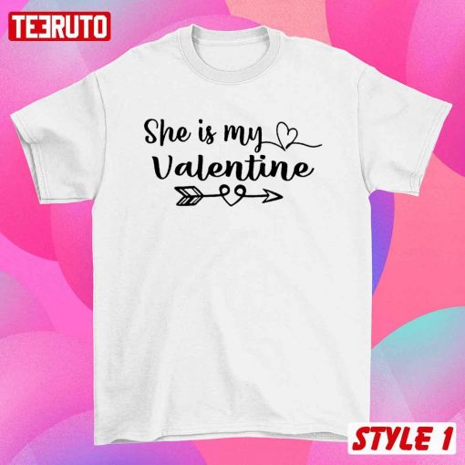 She Is My Valentine He’s My Valentine Couple Matching Unisex T-Shirt