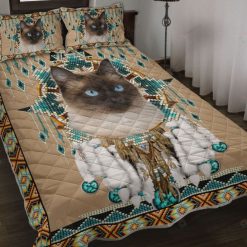 Siamese Cat Native American Dreamcatcher Quilt Bedding Set
