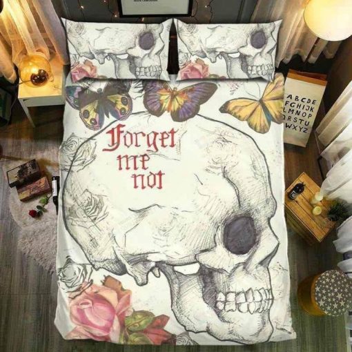 Skull Forget Me Not Bedding Set