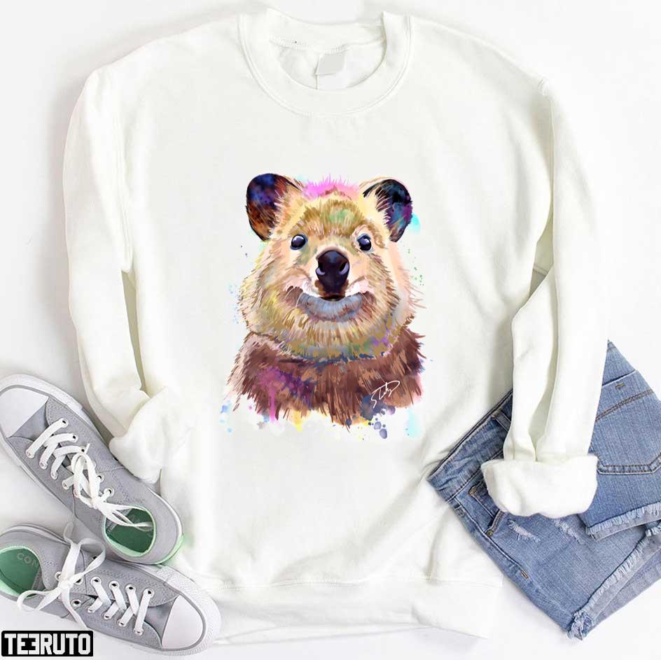 Grizzly Bear with Sunglasses Watercolor Spalsh Art Hoodie Pullover Shirt Black 