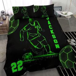 Soccer Custom Neon With Your Name Bedding Set