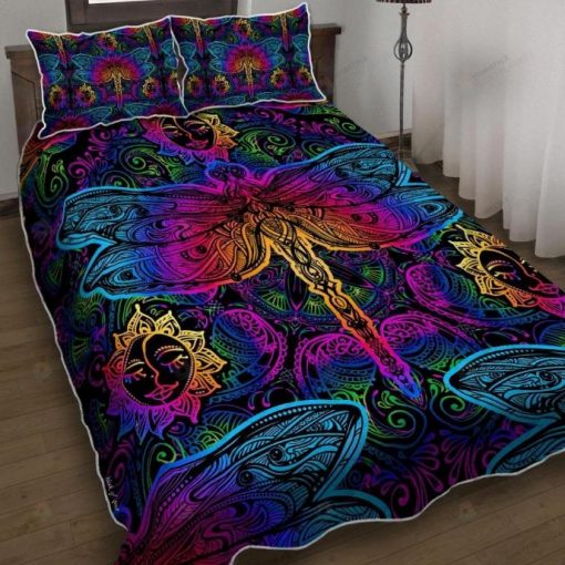 Sun Moon Dragonfly Quilt Bedding Set