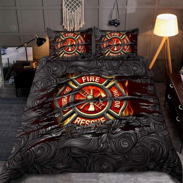 Symbol Firefighter Lover Bedding Set, King Size Firefighter Bedding