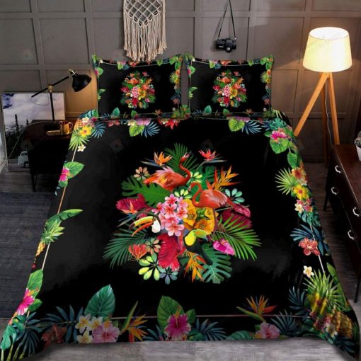 Tropical Flamingo And Toucan Bird Bedding Set