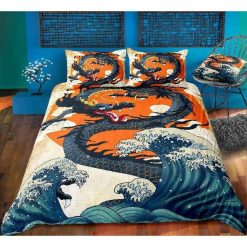 Ukiyo Waves And Dragon Bedding Set
