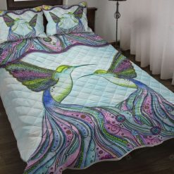 Unique Couple Hummingbird Quilt Bedding Set
