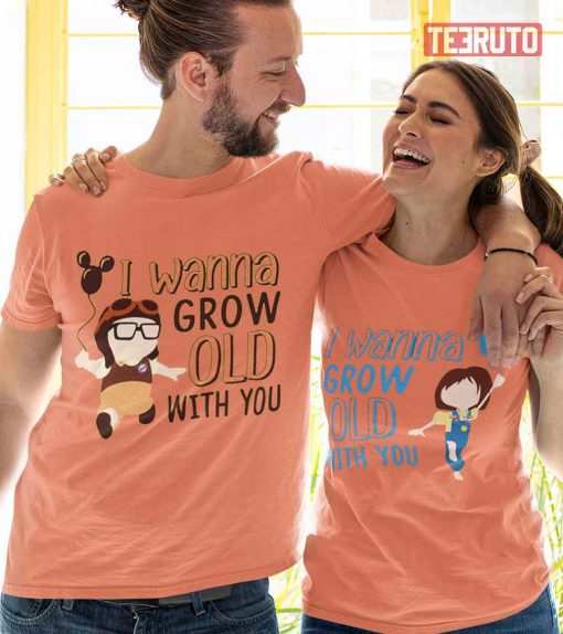 Up Pixar Characters I Wanna Grow Up With You Valentine Matching Couple T-Shirt