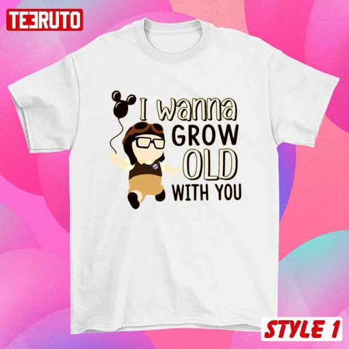 Up Pixar Characters I Wanna Grow Up With You Valentine Matching Couple T-Shirt