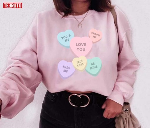 Valentine’s Day Large Colorful Candy Hearts Unisex Sweatshirt