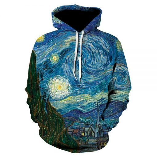 Van Gogh Oil Painting Starry Night 3D Print Hoodie