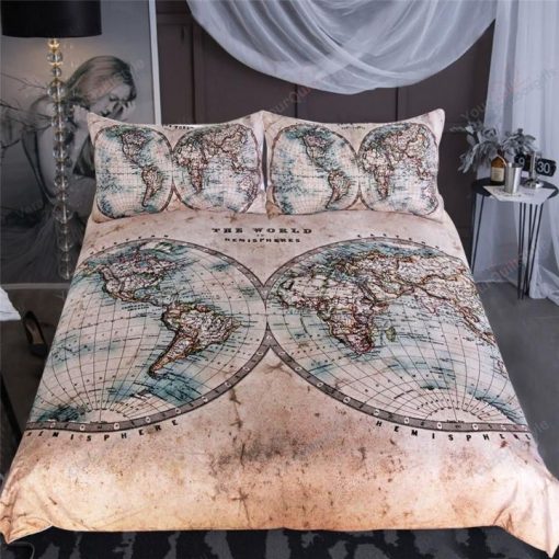 Vintage World Map Bedding Set