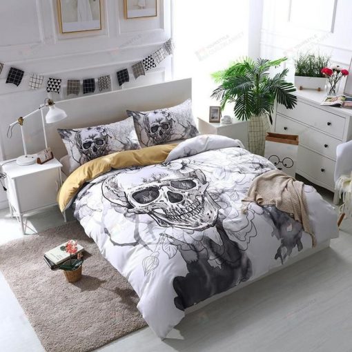 White Skull Painting Bedding Set