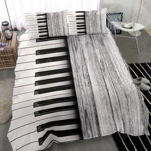 White Wooden Piano Bedding Set