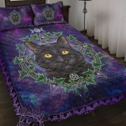 Wicca Cat Galaxy Quilt Bedding Set