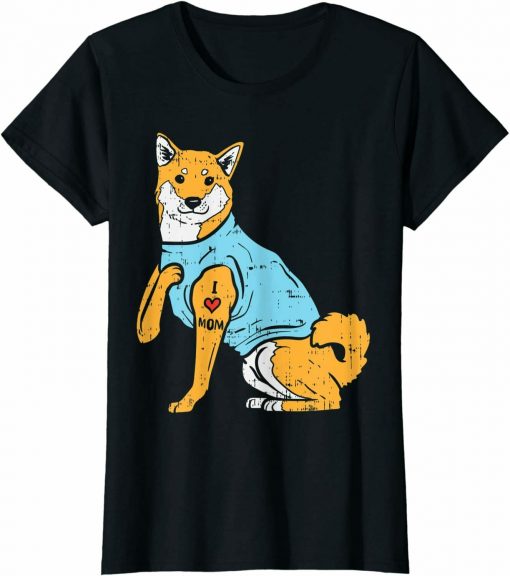 Womens Shiba Inu I Love Mom Cute T-Shirt