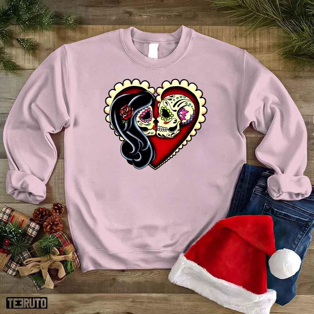 Ashes Day Of The Dead Couple Sugar Skull Lover Unisex Sweatshirt