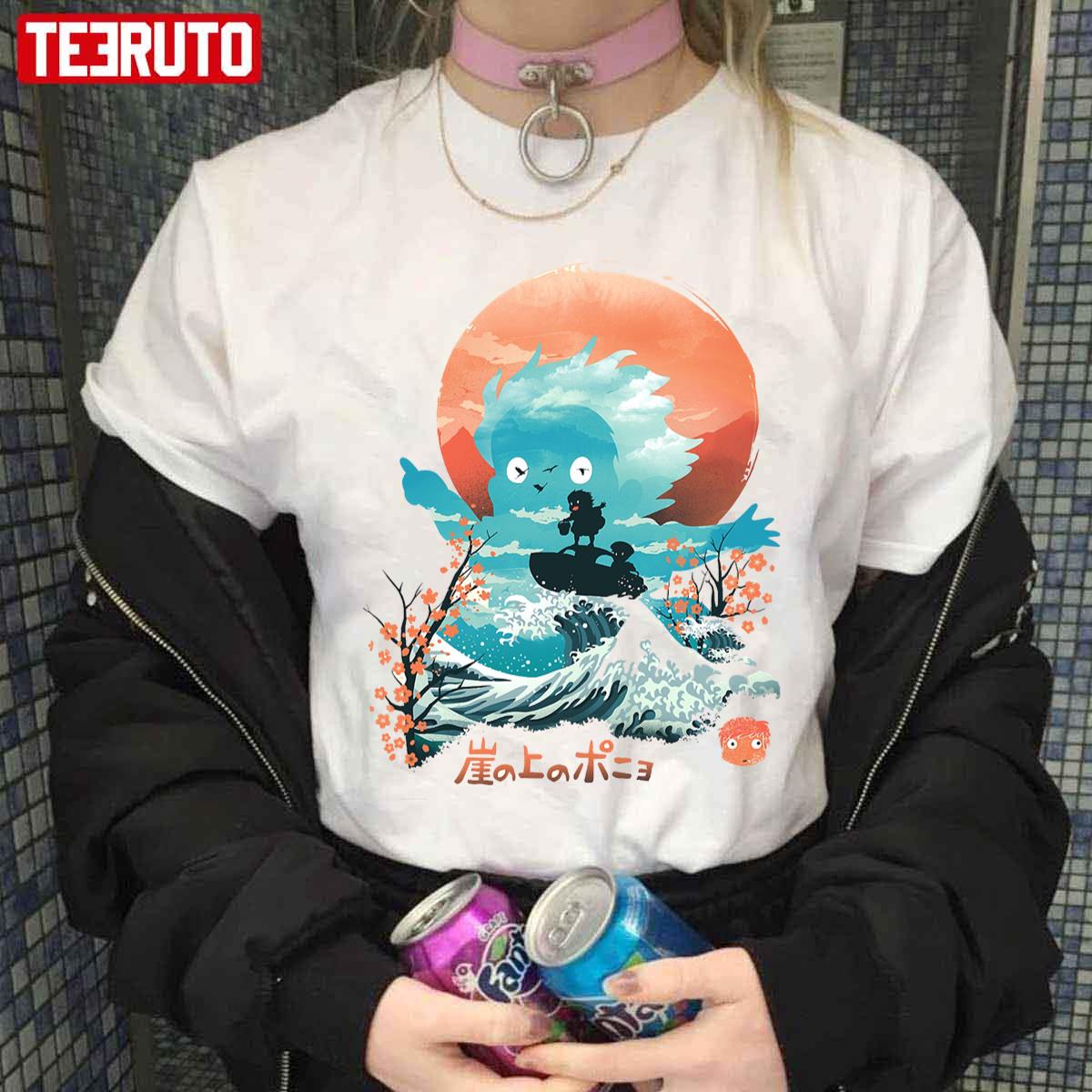 Away Of Surfing Anime Ghibli Ponyo Unisex T-Shirt
