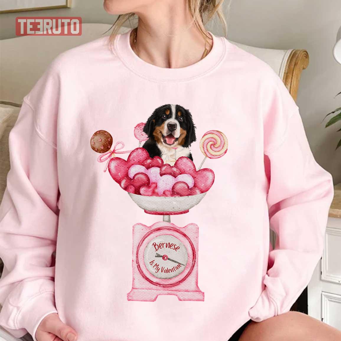 Bernese Mt. Dog Is My Valentine Pink Unisex Sweatshirt