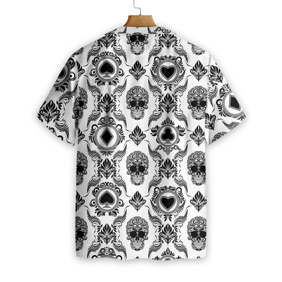Casino And Black Skull Pattern Hawaiian Shirt