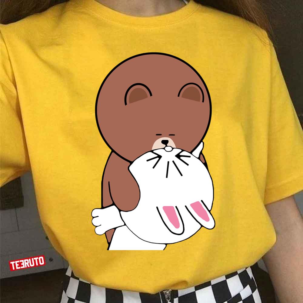 Cute Browny Bear Cony Bunny Rabbit The Kiss Unisex T-Shirt