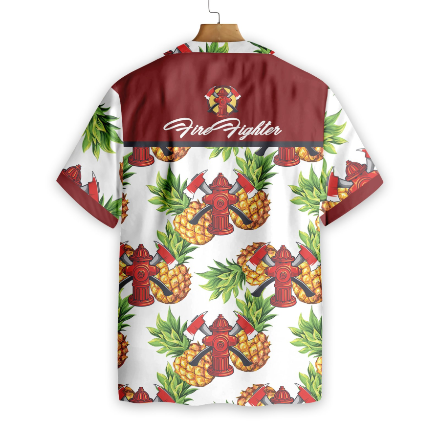 Firefighter Pineapple Seamless Pattern Hawaiian Shirt