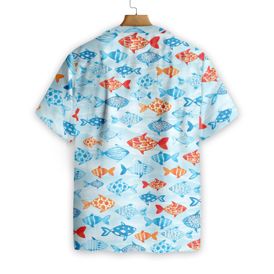 Fish Water Color Pattern v4 Hawaiian Shirt