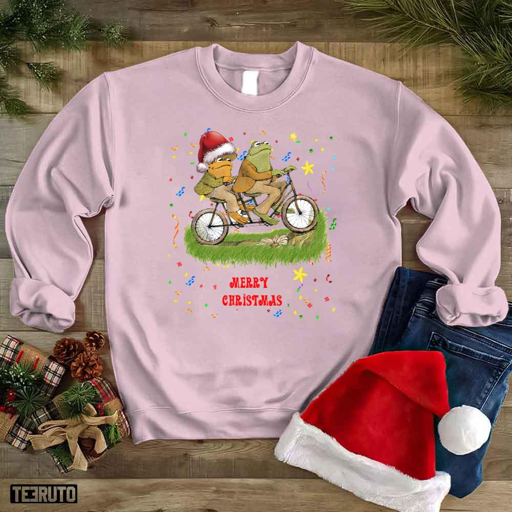 Frog And Toad On The Bike Merry Christmas Unisex Sweatshirt
