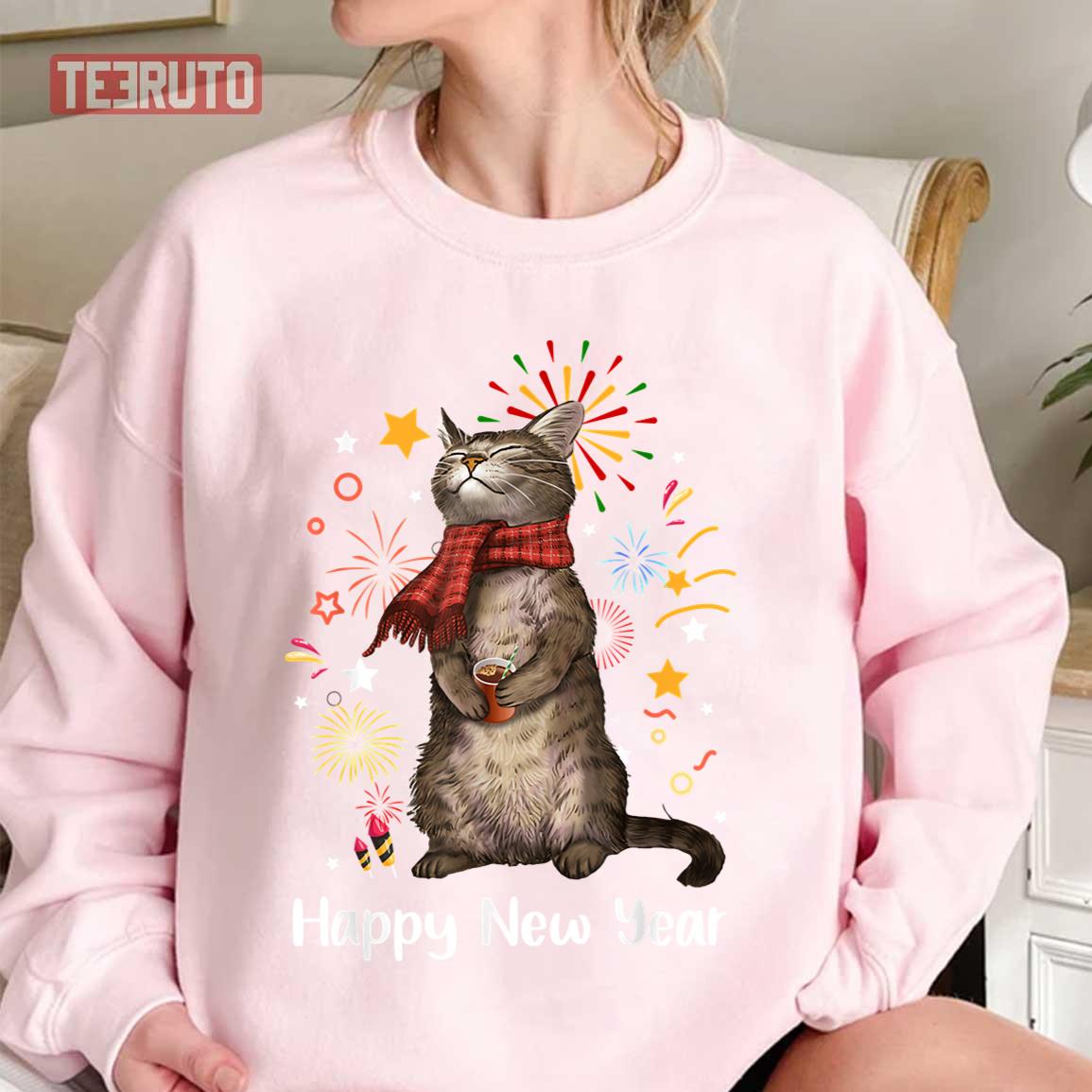 Happy New Year Funny Happy Meow Year Cat Lover Unisex Sweatshirt