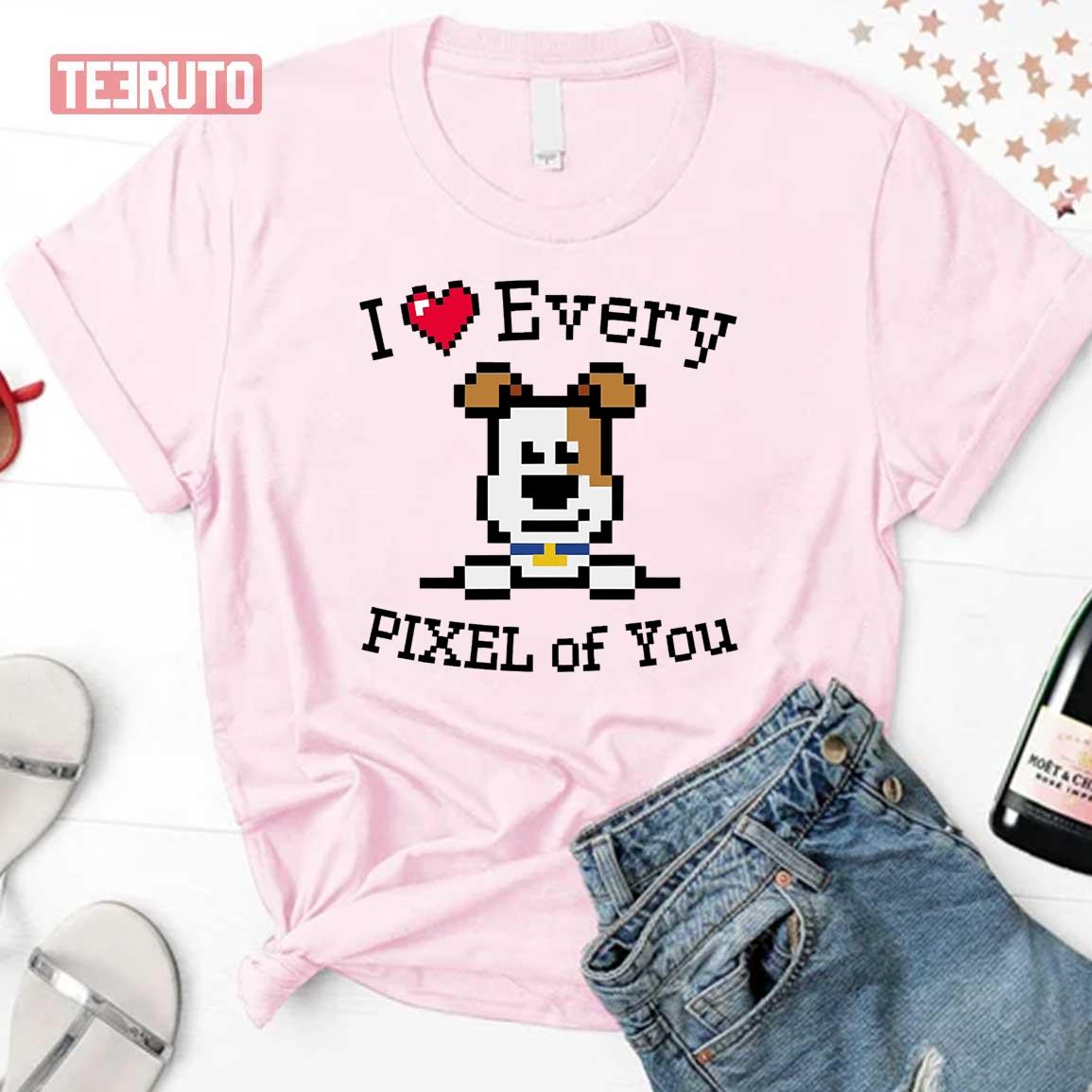 I Heart Every Pixel Of You Cute Dog Unisex T-Shirt