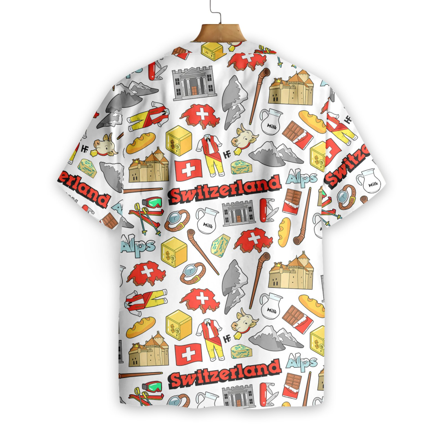 I Love Switzerland Doodle Hawaiian Shirt
